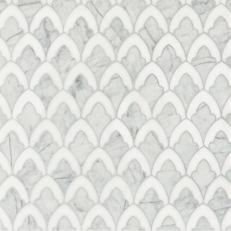 Zen Decor Marble Waterjet Pattern Snow White Carrara CD Marble - Emperor Marble