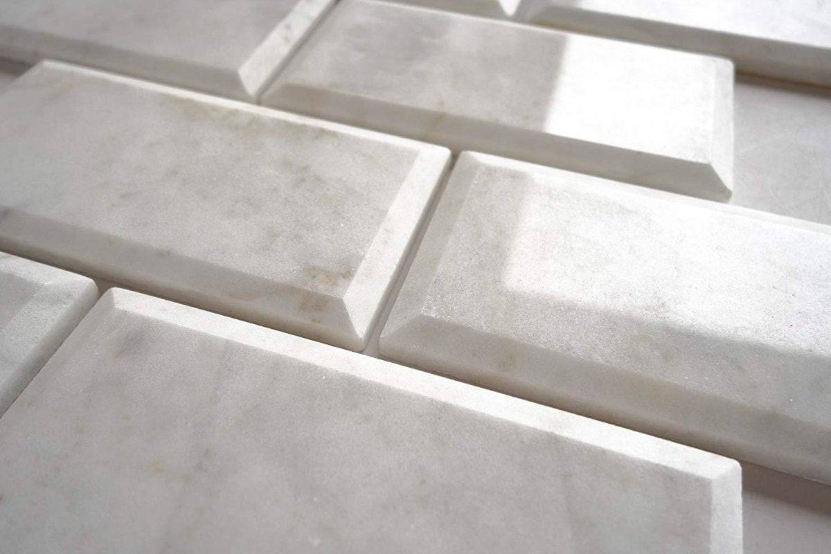 Marble Tiles - Carrara Polished Beveled Subway Marble Tiles, 70x140x10mm - Emperor Marble