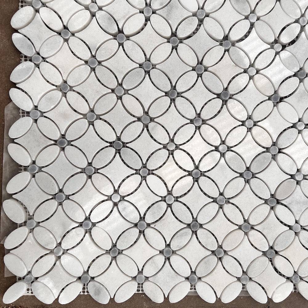Marble Tiles - Calacatta Marble Daisy Flower Floor Wall Marble Mosaic Tile - Emperor Marble